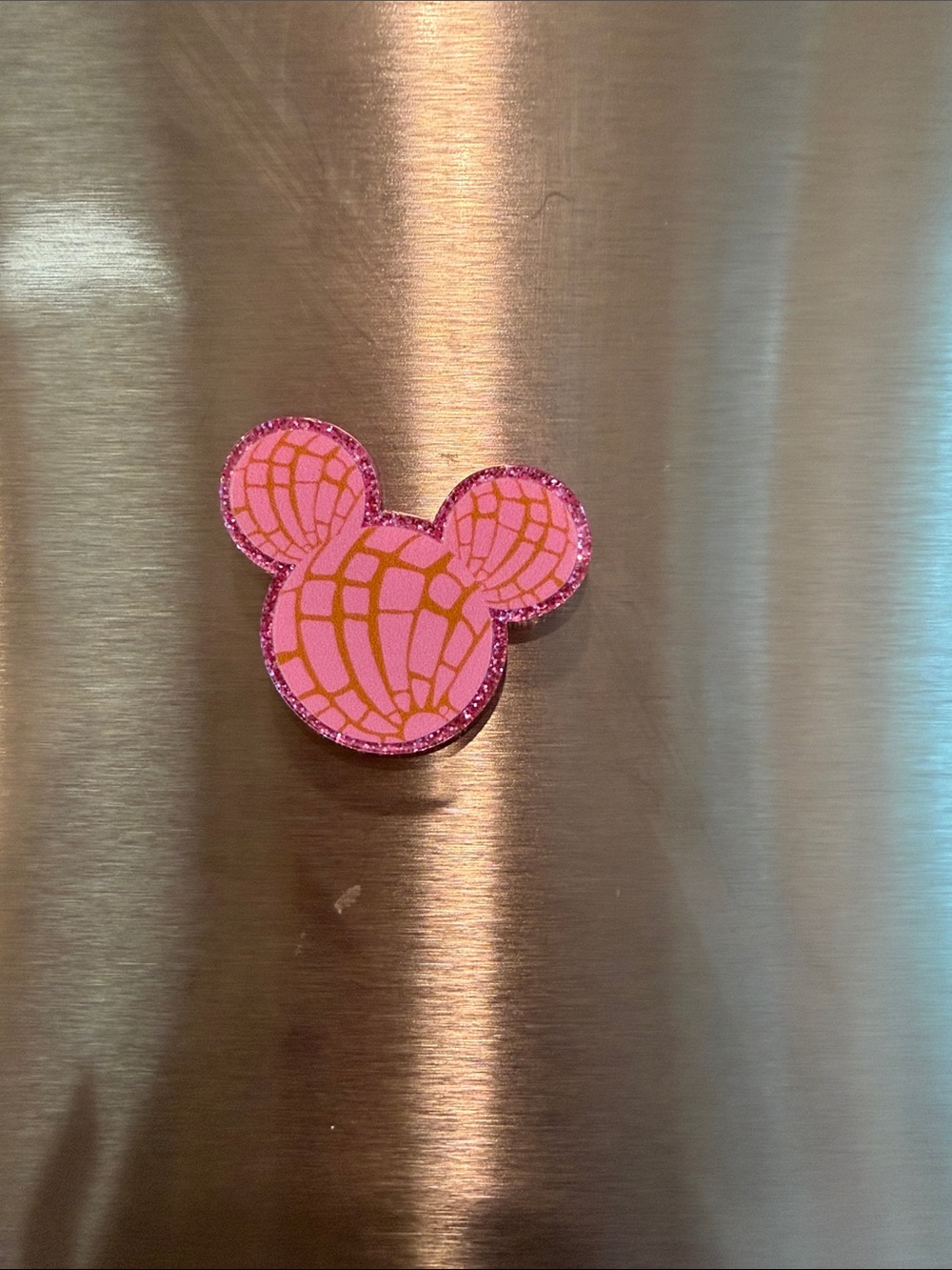 Disney Pink Glitter Mouse Head Magnet
